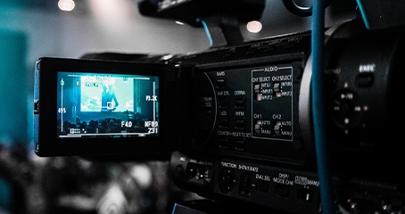 Camera recording a webinar