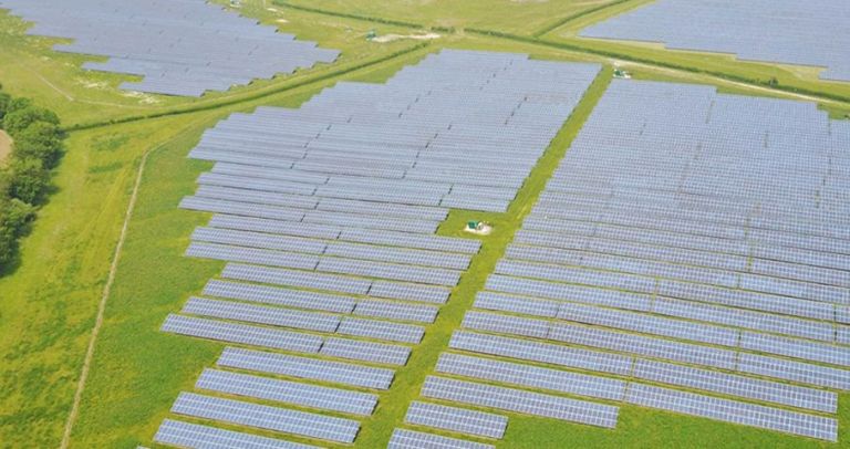 Aerial look at solar panels